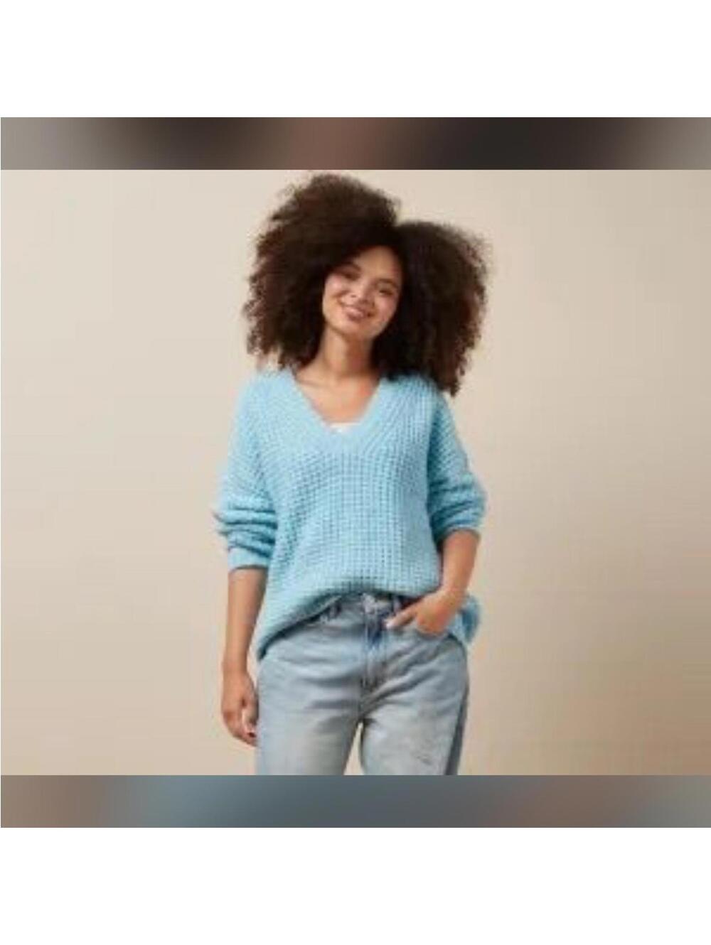 American Eagle Outfitters Sky Blue V-Neck Sweater